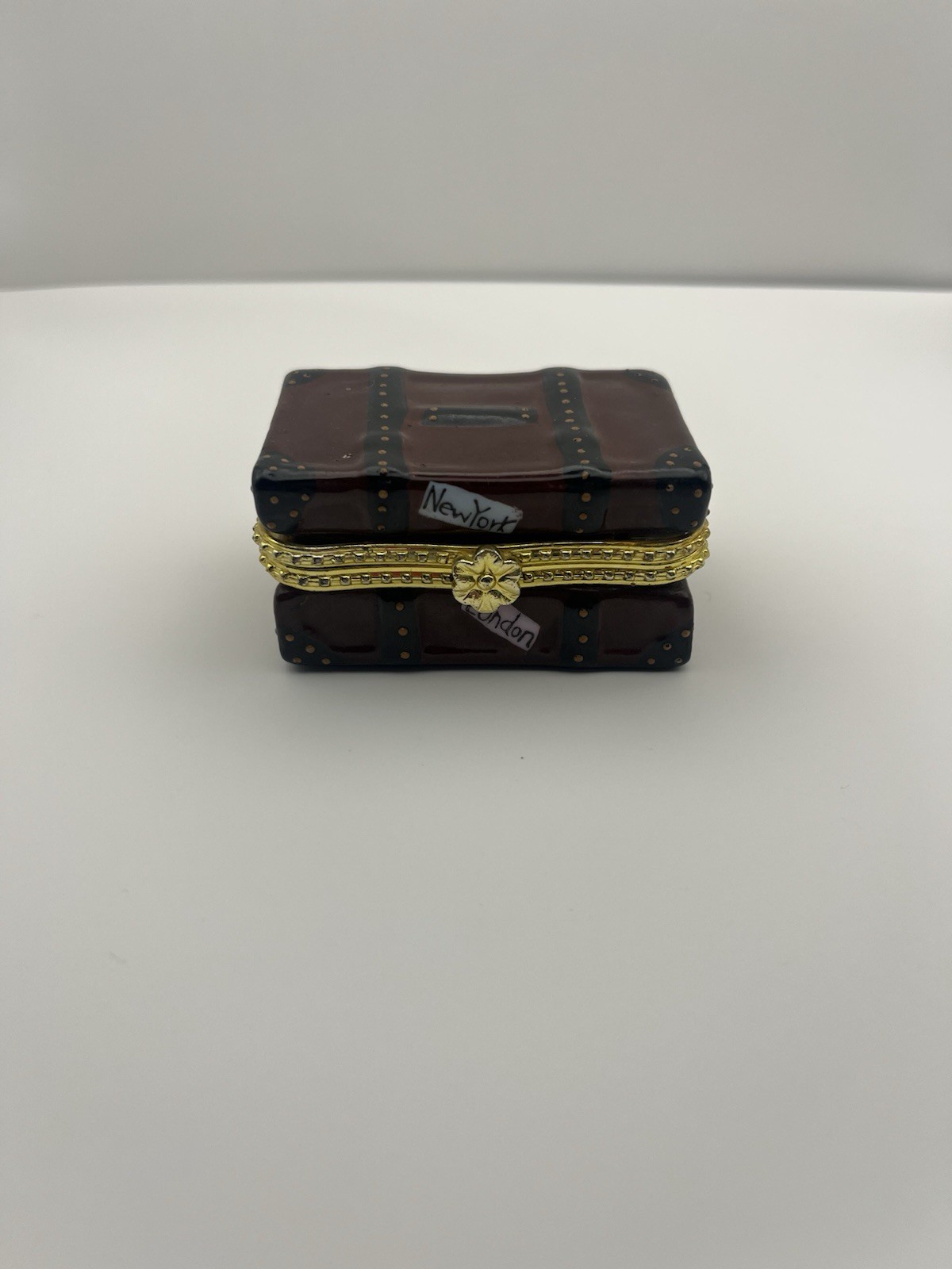 Limoges Suitcase Trinket Box New York London Travel Souvenir-image