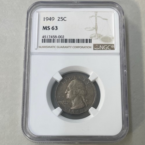 1949 Silver Washington Quarter Ngc Ms63 Toning - Picture 9 of 12