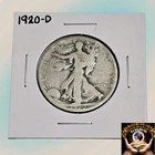 1920 D Liberty Walking Silver Half Dollar, 50c Semi Key Date G-VG From Storage