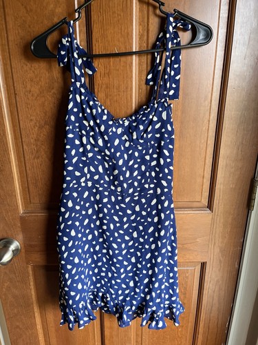 Reformation Christine Mini Dress Blue Tie Shoulder Size 4 - Picture 2 of 6