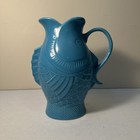 Open Mouth Fish Turquoise Blue Ceramic Koi Pitcher Vase 10 inch Arlington House
