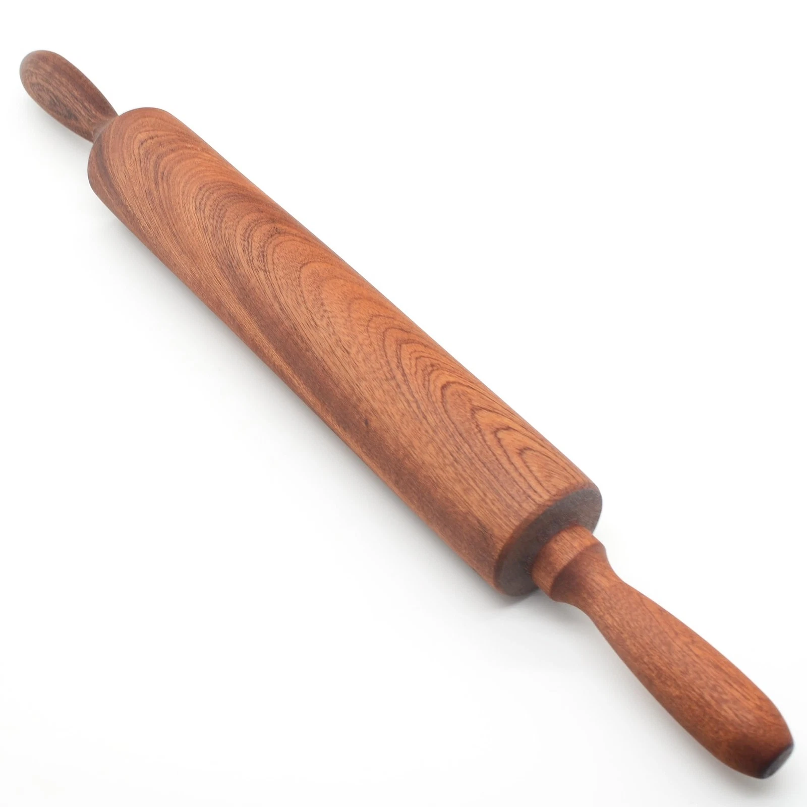 Sapele Wooden Rolling Pin With Handles,Wood Baking Roller for Pizza, Pie, Bre...