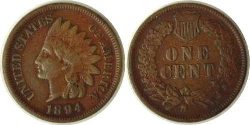 1894 1C Indian Head Cent VF