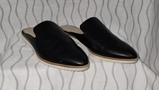 Adrienne Vittadini Woman Size 9 Tumbled Black Faux Leather Flat Slide Mules