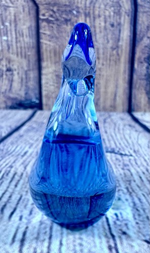 Vintage Small Handblown Glass Swan Blue in color Paper Weight - Picture 5 of 9