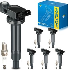 PHILTOP 6 Set of UF267 Ignition Coils Packs and Double Iridium Spark Plugs Fi...