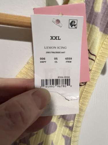 Camiseta sin mangas Nickelodeon Rugrats recortada ceñida amarilla y púrpura floral talla XXL nueva con etiquetas - Imagen 4 de 9