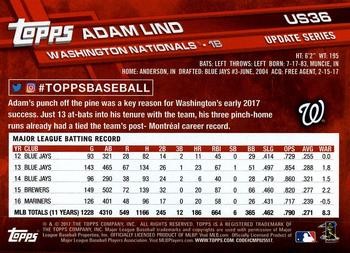 Adam Lind 2017 Topps Update US36 Washington Nationals Baseball Card - Picture 2 of 2