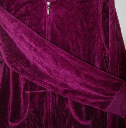 Felpa con cappuccio e zip intera SJB Active donna grande rosso scuro bordeaux velluto - Foto 9 di 20