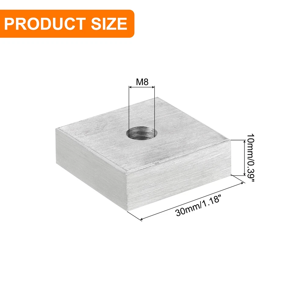 Disco de alumínio formato quadrado 10 mm de espessura rosca M8 30 mm conjunto de 4 - Imagem 2 de 4