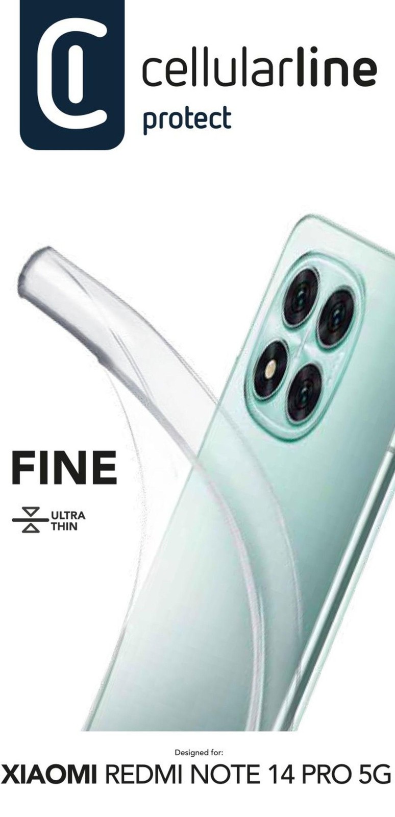 Чехол CellularLine Fine для Xiaomi Redmi Note 14 Pro 5G Clear (61035) #1907073