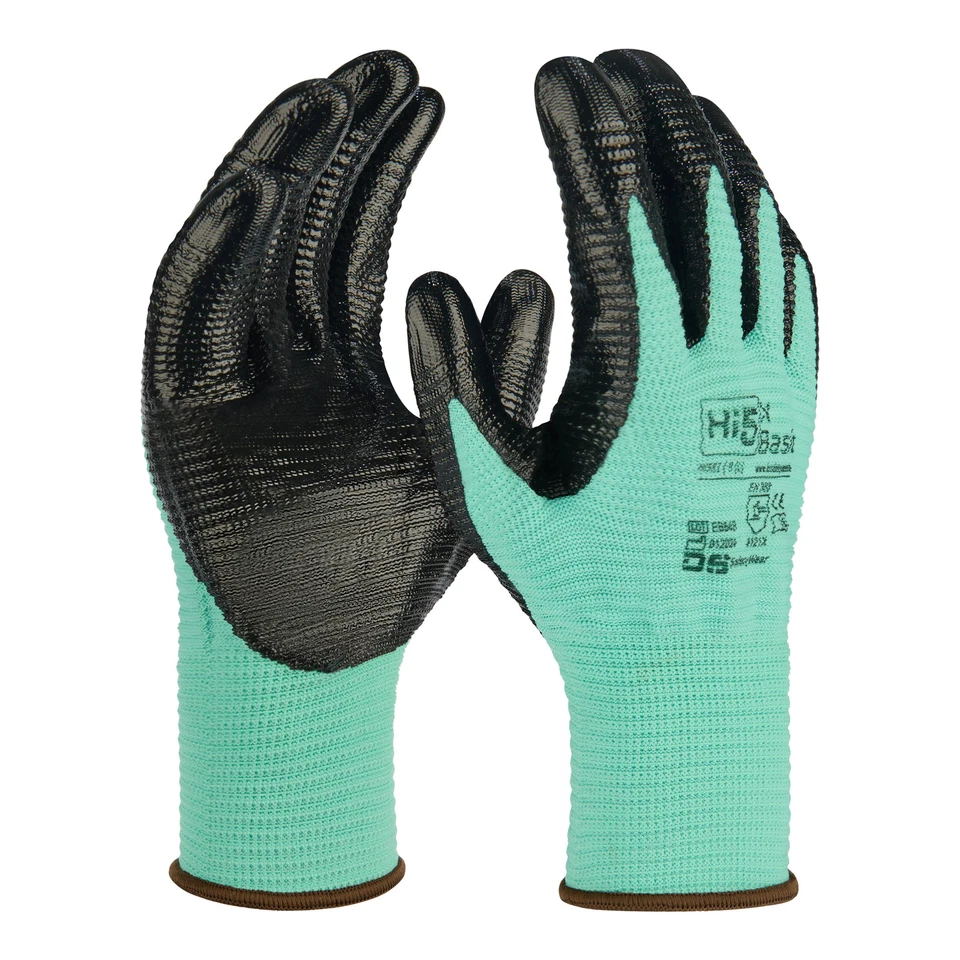 DS SAFETYWEAR ARBEITSSCHUTZPRODUKTE GMBH, IM ROHNWEIHER 14, 53... 12x Paar Hi5 X Basic Handschuhe 4121X grün-schwarz Nitrilbeschichtung