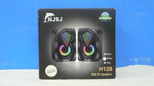 Computer Speakers with Colorful RGB Lights, USB Powered 3.5mm Aux- in White