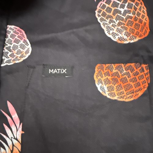 MATIX Shirt Men's S Multicolor Hawaiian Theme Pineapple Print Black Short Sleeve - Picture 3 of 5