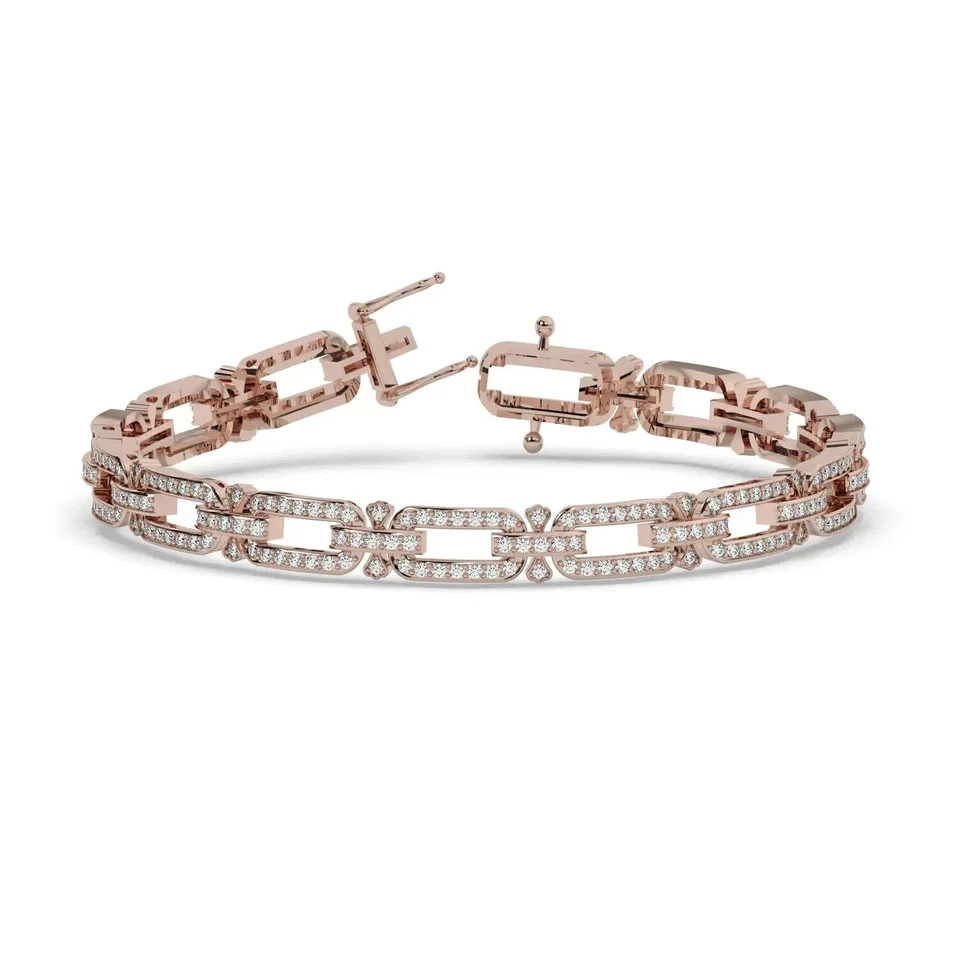 Brazalete de tenis para mujer de plata de ley 925 con diamantes simulados de corte redondo de 5 quilates Foto 4 de 4