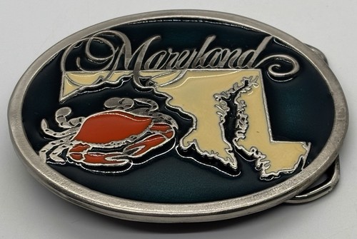 Maryland State Belt Buckle Green Enameled Crab Design Made in USA - Picture 6 of 9