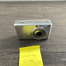 Sony Cybershot DSC S750 7.2MP Digital Camera Silver WORKS CRACK ON SCREEN