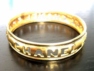 CHANEL Bangle Coco Logo CC Mark GOLD GP Bracelet Bangle Vintage | eBay