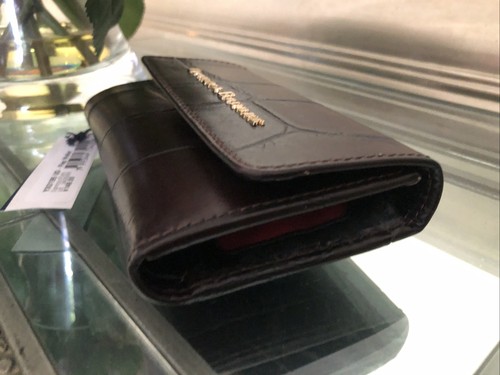 Dooney & Bourke Flap Wallet Embossed Moc Croc Espresso Black Brown NWT $148 - Picture 6 of 13