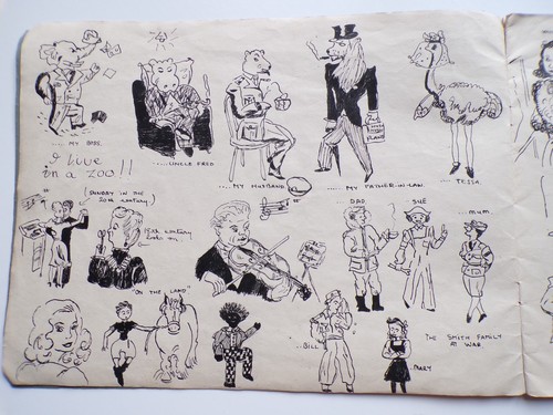 1940s WORLD WAR TWO CARTOONS Manuscript Book WINSTON CHURCHILL Hitler U.S ARMY - Imagen 5 de 24