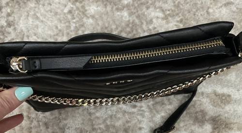 DKNY Black Leather Quilted Crossbody Handbag Purse NEW - Picture 10 of 15