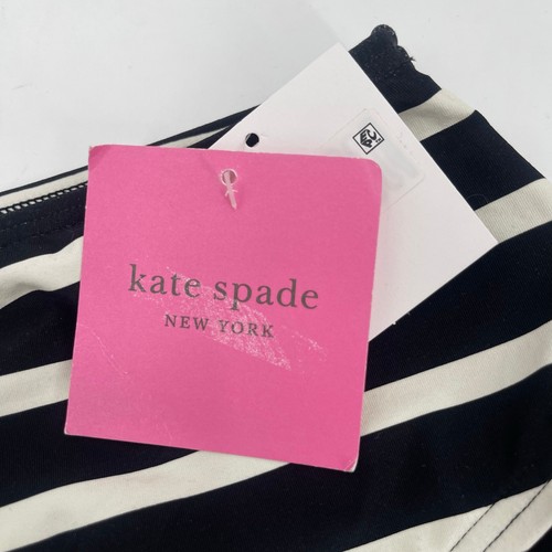 KATE SPADE Bikini Bottoms Size Extra Small High Waisted Black White Stripe NWT - Picture 3 of 12