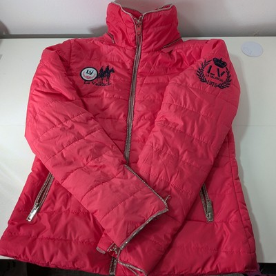 La Valencia Pink Coat Puffer Jacket Polo Horses Size Medium Lovely Condition 