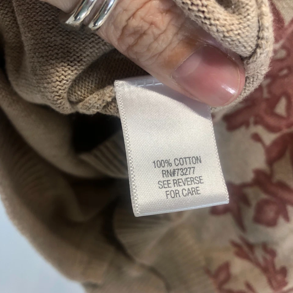 Cárdigan suéter pequeño Sonoma para mujer detalle floral gris beige Foto 4 de 4