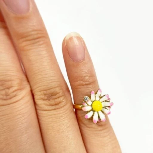 Anillo Christian Dior Diorette 1P Diamante 18K YG Rosa Flor Pinky #42 / 2.2 ~ 2.6US Foto 2 de 4