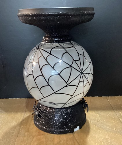Bath & Body Works Spider Web Flying Bats Globe Pedestal Candle Holder Halloween - Picture 1 of 9