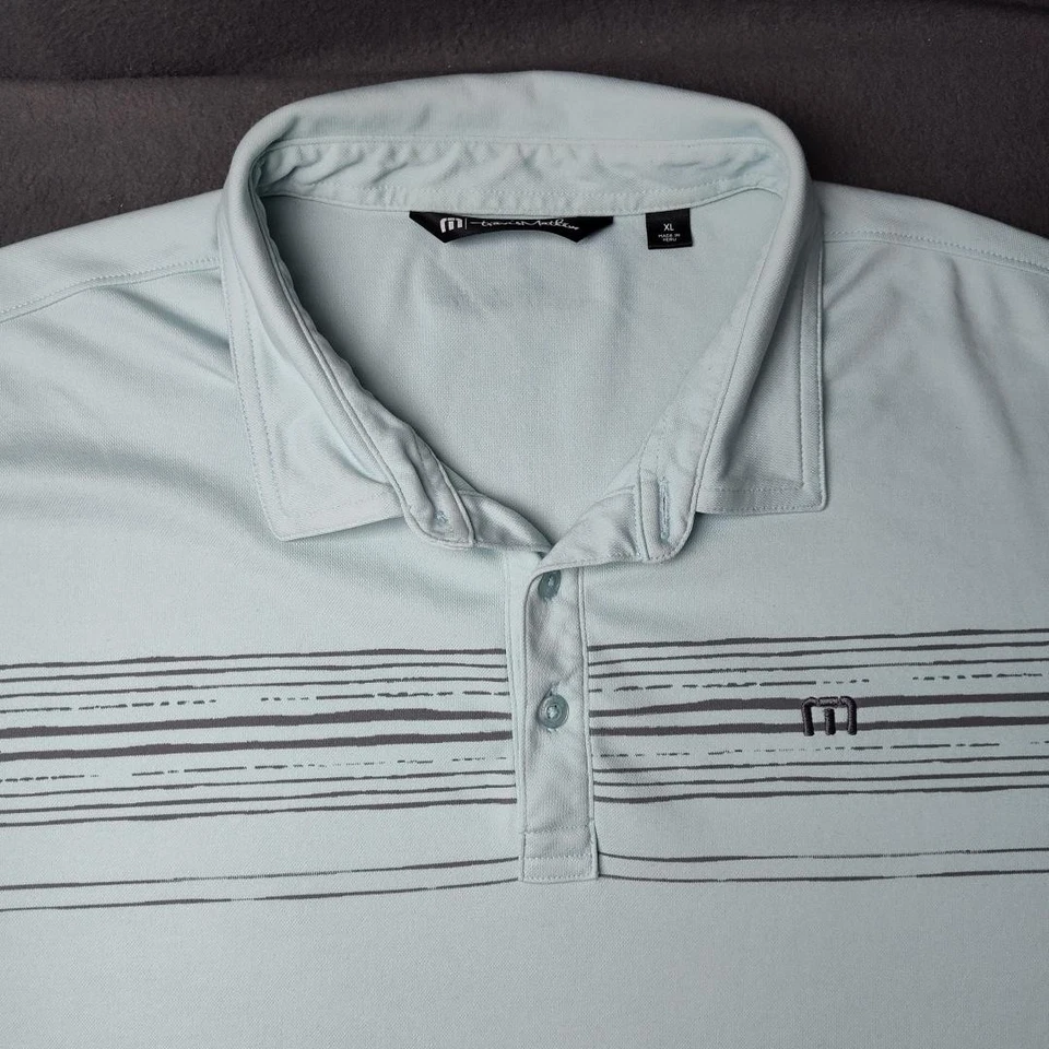 Camisa Polo Travis Mathew Para Hombres Extra Grande Azul Rayas Golf Informal Perú Trabajo Tecnología Foto 3 de 4
