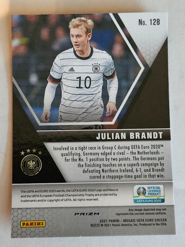 Julian Brandt - 2020-21 Panini Mosaic UEFA Euro Red Pulsar Insert Card - Picture 2 of 2