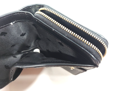 Kate Spade schwarz Leder Staci Saffiano umlaufender Reißverschluss Geldbörse Münzbörse Karten Scheine - Bild 6 von 14