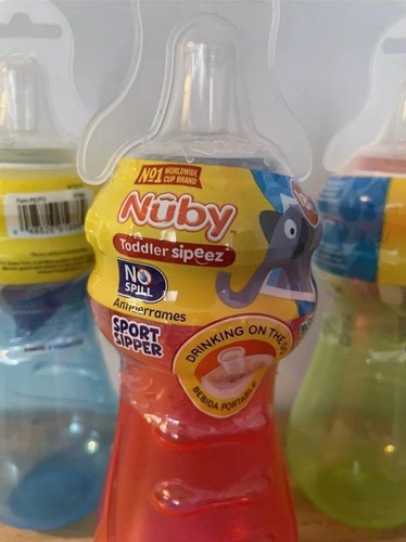Nuby Sippy Cups 14 oz 18 Mo + BPA free Sport Sipper No Spill 3 PK NEW Boy Colors - Bild 3 von 5