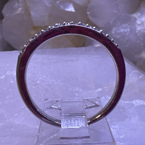 Anillo Alianza Aniversario Boda Curvo/Contorno Oro Blanco 14K Talla 6.5 2g (AT425-17 - Imagen 5 de 13