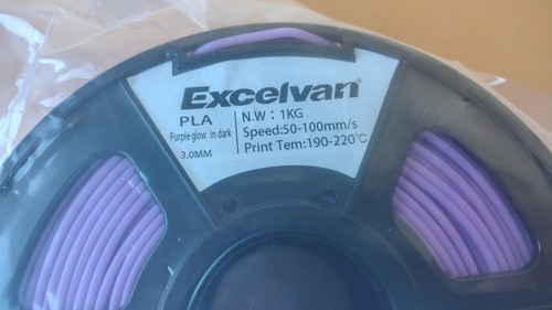 Excelvan 3mm PLA 1Kg Roll - Purple Glow In the Dark #2 - Zdjęcie 2 z 3
