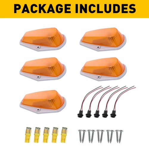 5Pcs Roof Top Cab Lights Amber Marker Lights For FORD F150 F250 F350 1973-1997 - Picture 13 of 14