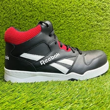 Reebok BB4500 High Mens Size 11.5M Black White Leather Composite Toe Work Shoes