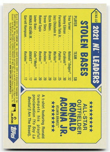 🔥 2022 Topps #87AS-12 Ronald Acuña Jr. 1987 35th Anniversary All-Stars - Picture 2 of 2
