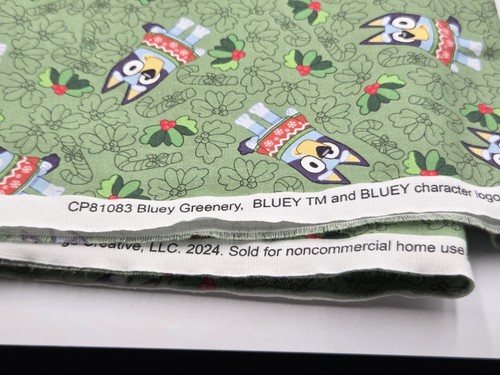 4 Yards Of New Bluey Christmas Fabric, Bluey Holly Greenery on Green Licensed - Picture 7 of 7