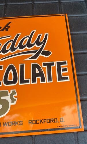 Advertising TIN METAL SIGN DRINK TEDDY CHOCOLATE SECRIST BOTTLING WORKS BEAR - Picture 5 of 9