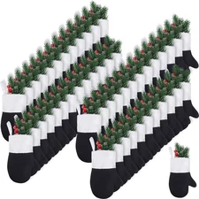 50 Pcs Mini Christmas Stockings Bulk 7 Inch Christmas Mitten Stocking Decorat...