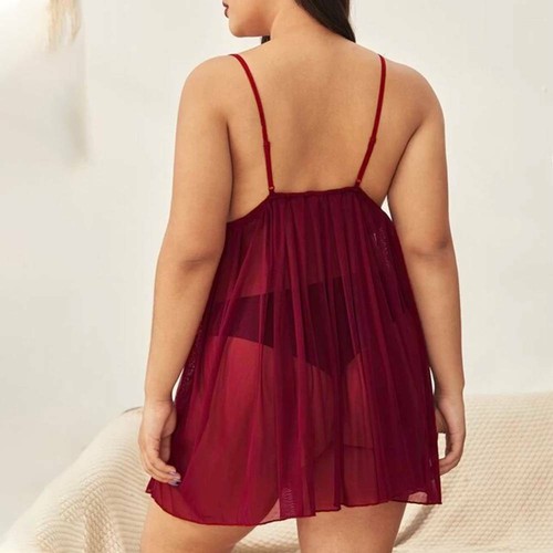 Plus Size Womens Sexy Lingerie Nightdress Thong Underwear Set Babydoll Nightwear - Picture 6 of 16
