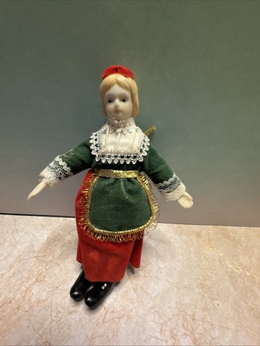 Muñeca de porcelana bisque bávaro europeo vintage adorno disfraz popular rubio - Imagen 6 de 11