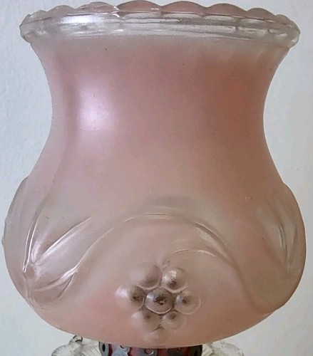 Vintage 40er Jahre Shabby Chic Rosa Milchglas Kunstglas Boudoir Tischlampe Acryl Prismen - Bild 11 von 11