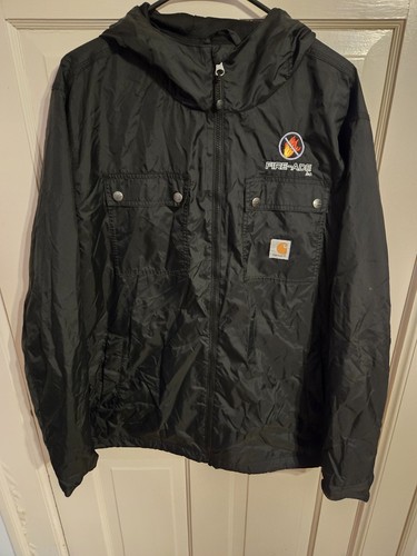 Carhartt Windbreaker Jacke Herren L schwarz Logo mit Kapuze