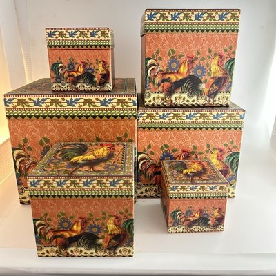 Pooch And Sweetheart, Nested Gift Boxes, Rooster, Colorful