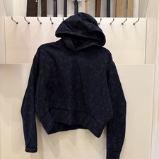 Athleta Cropped Hoodie Camo Dark Blues With Gray Size S Tapered At Waist