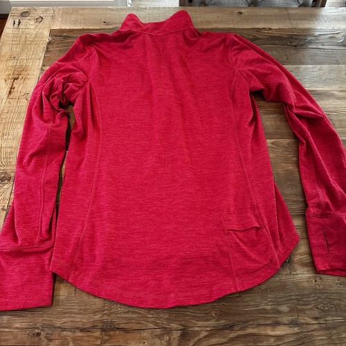 Brooks Run Happy Pullover Shirt Womens Medium 1/4 Zip red Long Sleeve Athletic - Picture 5 of 13