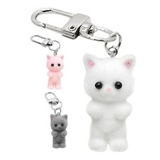 Flocking Kitten Keychain Resin Cat Phone Pendant Cat Keyring EarphoneDecor 2